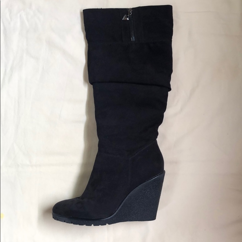 Suede Knee High Heeled Boots